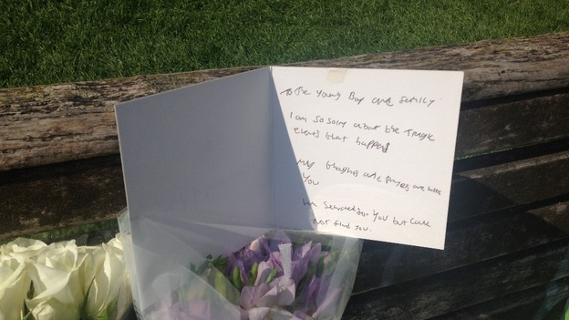 Card paying tribute to Andy Collings: "My thoughts and prayers are with you."
