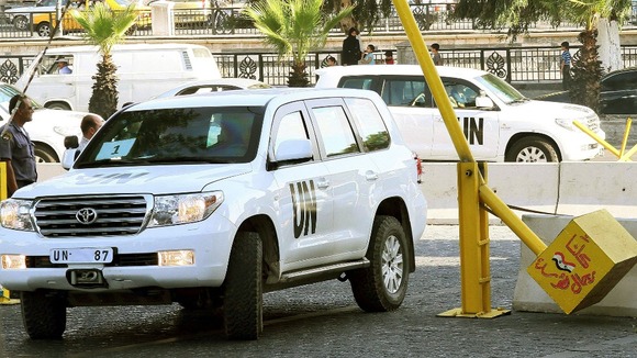 The convoy of the UN inspectors in Syria.