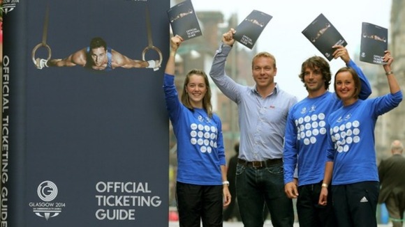 Sir Chris Hoy launched the ticketing guide with (l-r) Jade Nimmo, Colin Gregor and Susan Egelstaff.