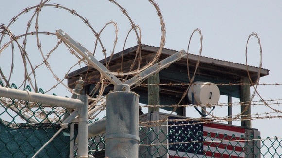 A guard tower is pictured at the Camp Delta detention centre for terrorism suspects at Guantanamo Bay
