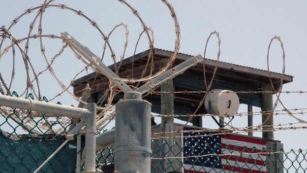 A guard tower is pictured at the Camp Delta detention centre for terrorism suspects at Guantanamo Bay