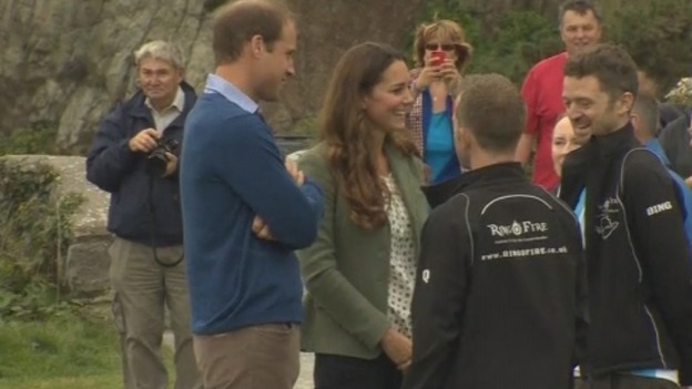 William and Kate meet some of the marathon runners ahead of the race.