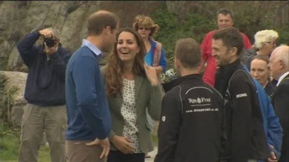 William and Kate share a joke.