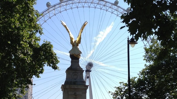 The London Eye bathed in sunshine