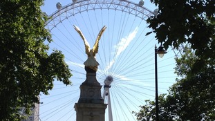 The London Eye bathed in sunshine