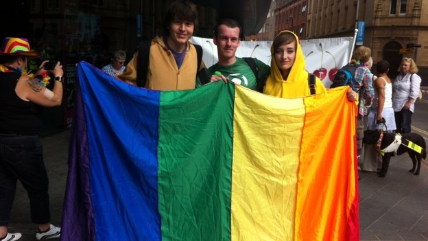 Some of the people who turned up to take part in the Leicester Pride parade today