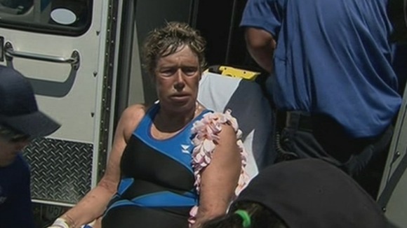 Diana Nyad was placed on a stretcher and took her to hospital.