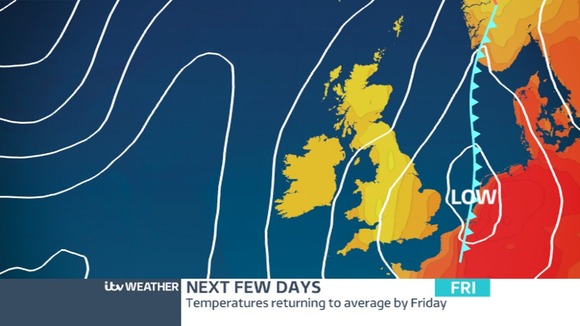 Low Pressure will replace the High on Friday when it will turn unsettled