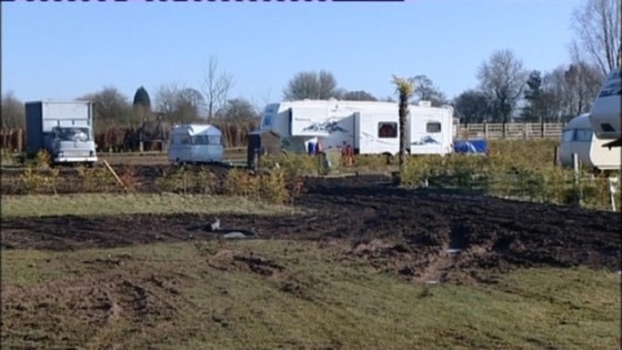 Gypsies have set up an illegal camp on greenbelt land