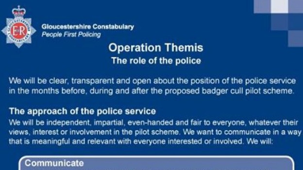 A section of the document laying out Gloucestershire Police's approach to policing the cull
