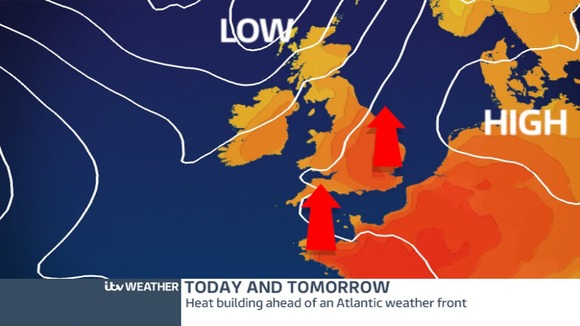 High Pressure from Europe will keep it warm and dry today and tomorrow