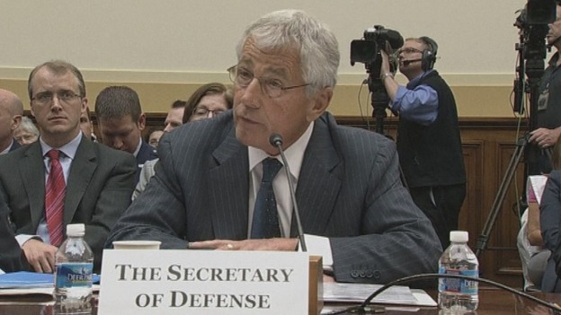 Defence Secretary Chuck Hagel addresses the House Foreign Affairs Committee.