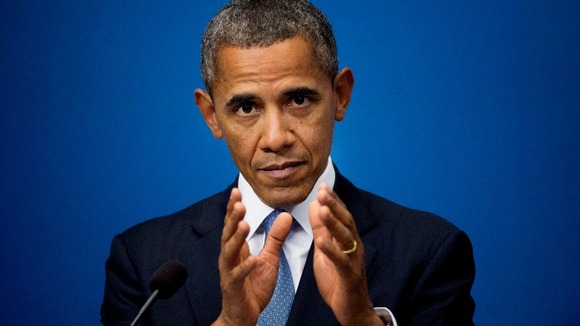 US President Barack Obama at a press conference in Sweden today.