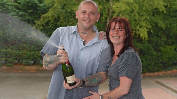 Tony and Donna celebrate their winnings