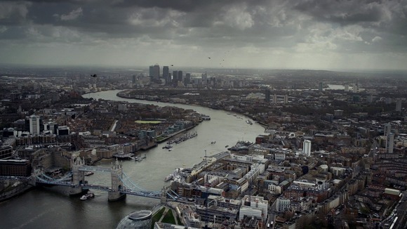 SWARM: Helicopters make their way across London and, like boats, use the river for navigation