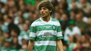 One Direction's Louis Tomlinson appearance for Celtic Park did not last long.