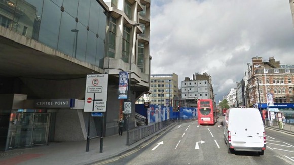 The attack happened in New Oxford Street at the junction with Bainbridge Street, outside Centre Point