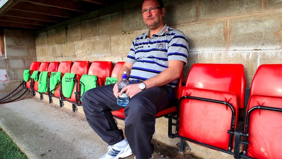 Greg Abbott in the dug out at the FA Cup first round against Alfreton Town in 2011.