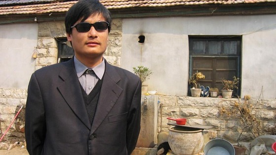 Blind legal activist Chen Guangcheng is seen in this undated handout picture
