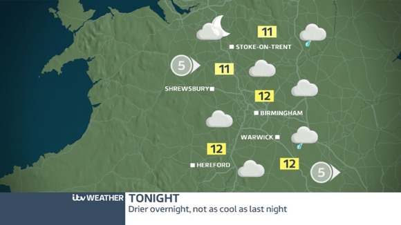 The West Midlands will have a mostly dry night and higher temperatures than last night