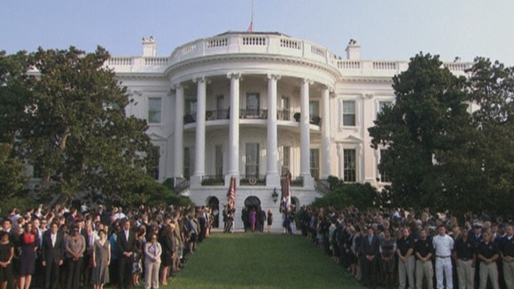 President Barack Obama led the country in a moment of silence at the White House.