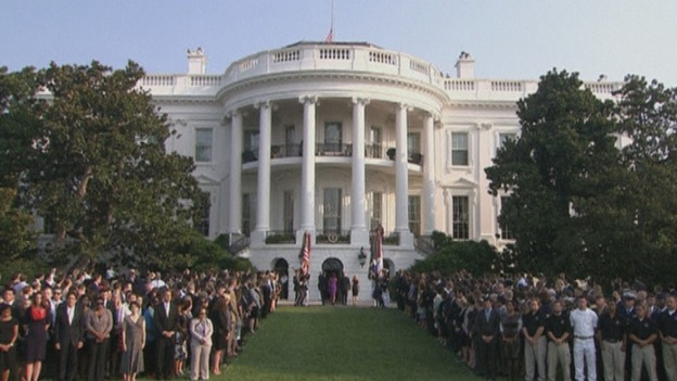 President Barack Obama led the country in a moment of silence at the White House.