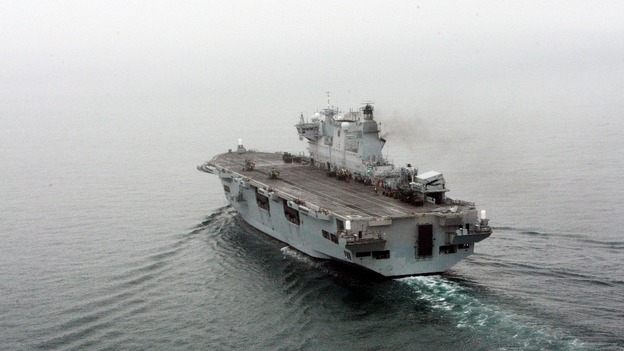 HMS Ocean heads towards the River Thames for Greenwich