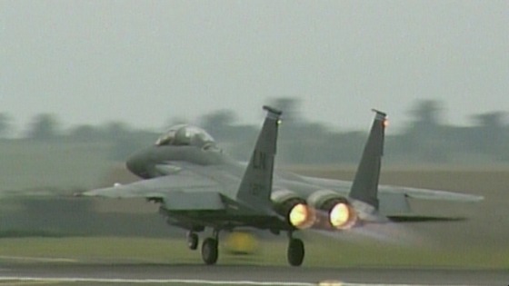 An F15 takes off from Lakenheath