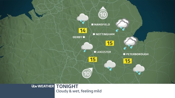 A wet Thursday night ahead in the East Midlands