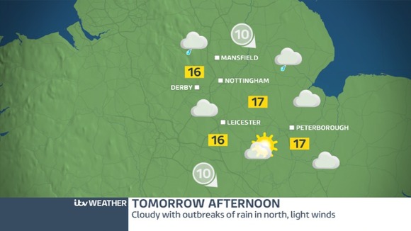 Cloudy with occasional bright spells for the East Midlands on Friday