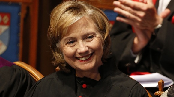 Clinton smiles as she receives an honorary degree from St Andrews University