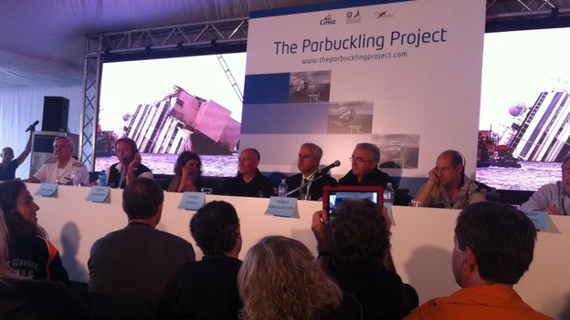 Officials comment on plans to raise shipwrecked Costa Concordia.