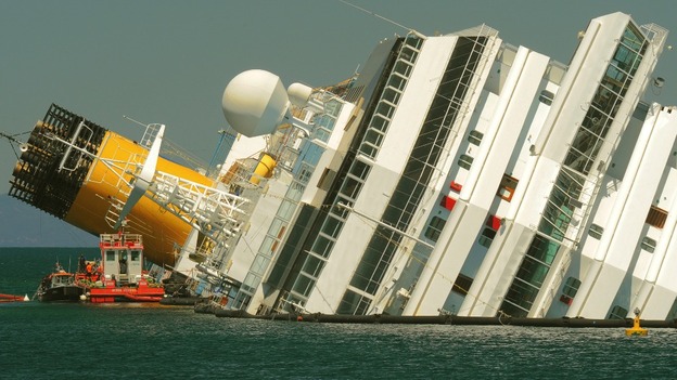 The shipwrecked Costa Concordia.