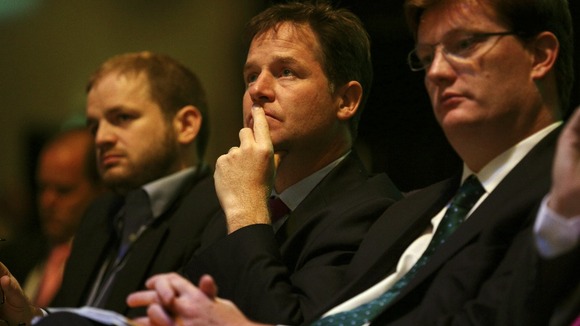 Liberal Democrat leader Nick Clegg listens to a debate at the Liberal Democrat conference in Glasgow.