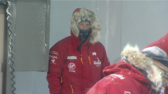 Wrapped up warm, Prince Harry inside the cold chamber.