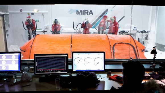 Conditions within the chamber can be adjusted and replicate the low temperatures and high winds the team will experience in the South Pole.