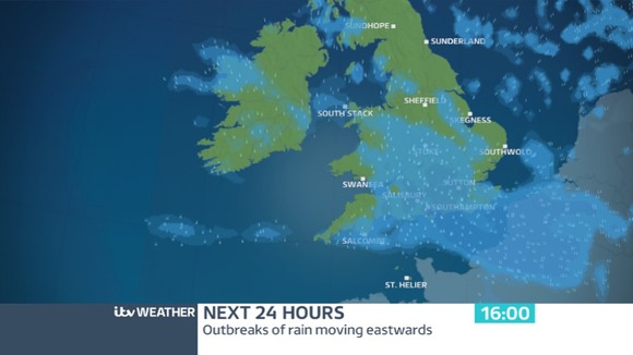 The radar shows cloud and rain that tracked through The Midlands earlier
