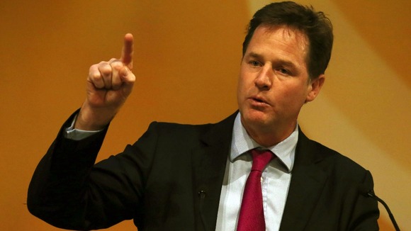 Nick Clegg speaking earlier in the conference.
