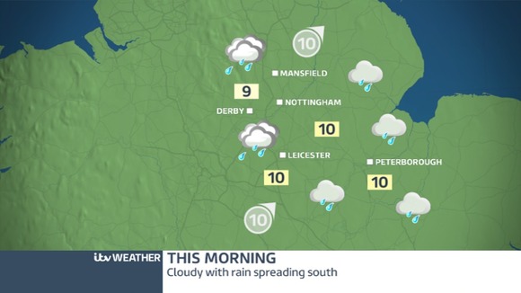 Cloudy, wet and windy this morning across the East Midlands