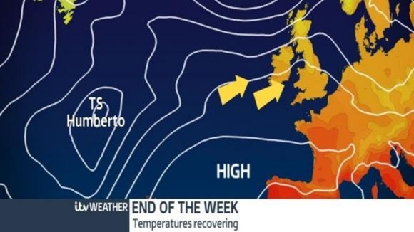 Humberto is spinning warmer air from the south-west towards the London region