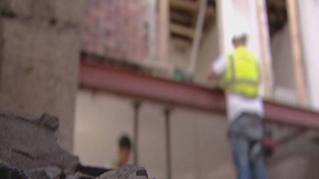 Builder working on a construction site
