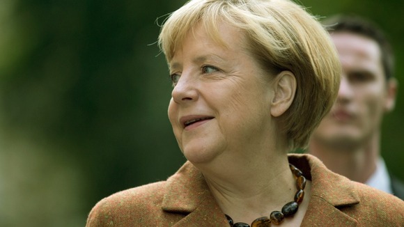 German Chancellor Angela Merkel at the polling station in Berlin.