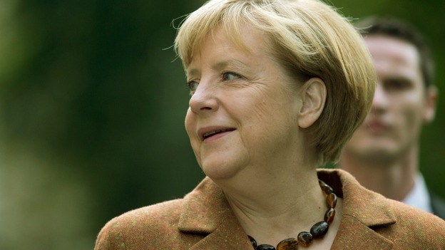 German Chancellor Angela Merkel at the polling station in Berlin.