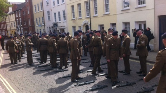 Soldiers prepare for parade through Nottingham