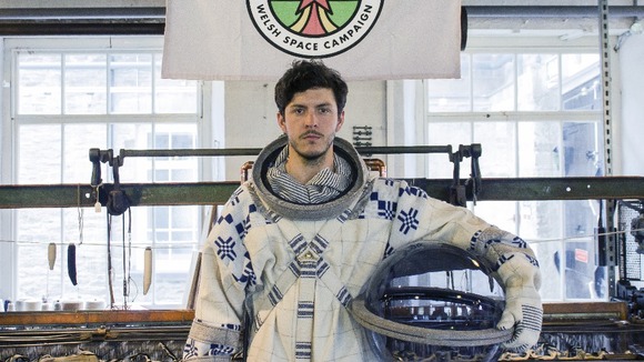 Made in Wales: Hefin Jones, Goldsmiths University design graduate modelling his creation.