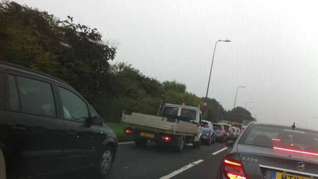 Heavy traffic on the A580