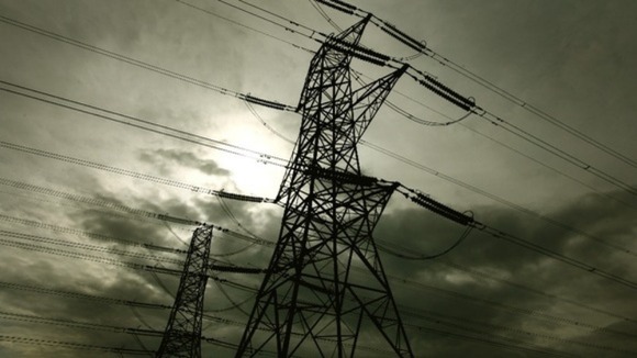 A general view of overhead power cables from the Dungeness Nuclear Power Station.