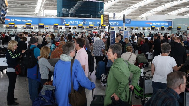 Passengers turning up at T5 with bags for the hold were not able to travel