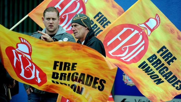 Firefighters protesting