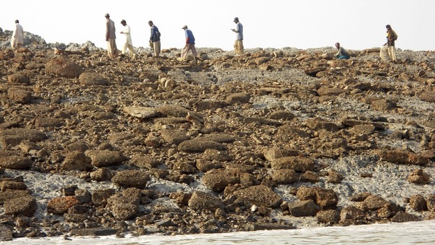 People walking on the island